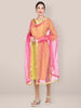 Rani Pink & Gold Embroidered Net Dupatta freeshipping - Dupatta Bazaar