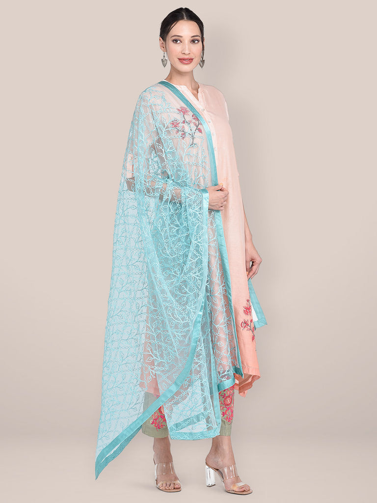 Magenta Embellished Net Dupatta main image 1