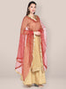 Maroon & Gold Embroidered Net Dupatta freeshipping - Dupatta Bazaar