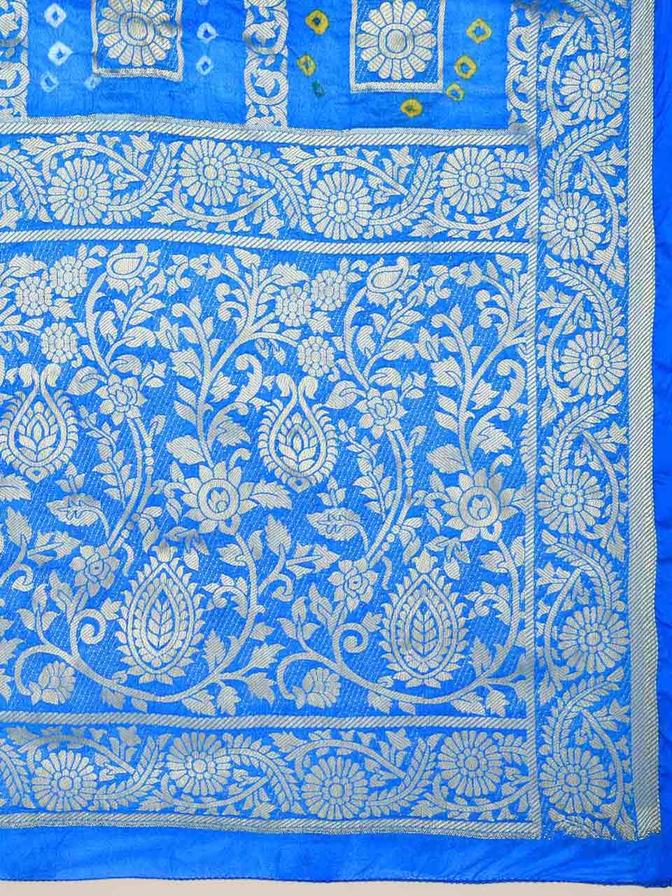 Royal Blue Woven Design Banarasi Bandhej Dupatta main image 0