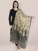 Beige & Black Cotton Silk Embroidered dupatta freeshipping - Dupatta Bazaar