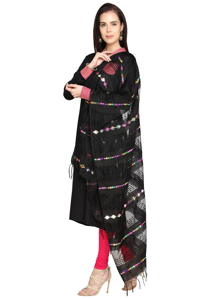 Organza Mirrorwork & Emroidered Dupatta - Dupatta Bazaar