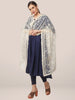 Floral embroidered Off White Net dupatta