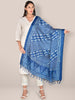 Floral Printed Blue & White Art Silk Dupatta freeshipping - Dupatta Bazaar