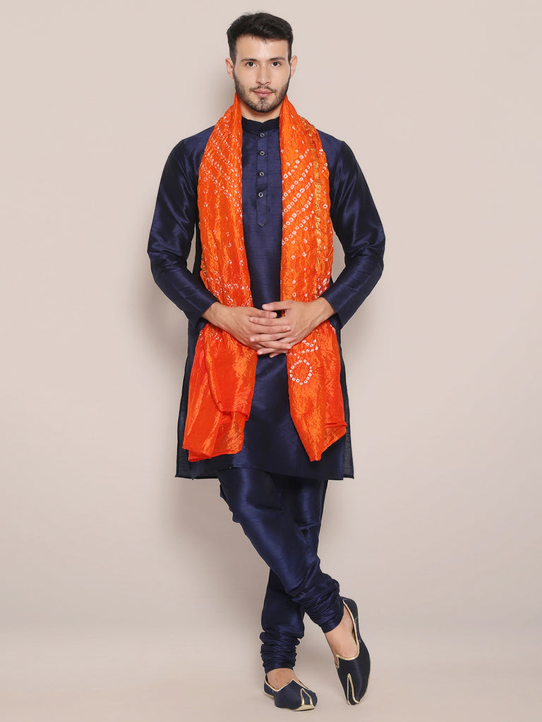 Men's Orange Bandhini Dupatta freeshipping - Dupatta Bazaar