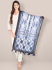 Indigo & White Shibori Printed Blended Silk Dupatta. freeshipping - Dupatta Bazaar