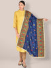 Phulkari Navy Blue & Multicoloured Pure Chinon Dupatta freeshipping - Dupatta Bazaar