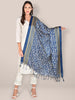 Floral Printed Blue & White Art Silk Dupatta freeshipping - Dupatta Bazaar