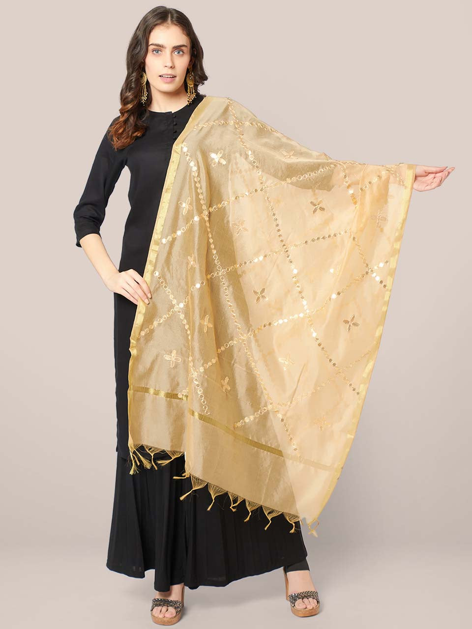 Yellow Gotta Patti Silk Blend Dupatta main image 1