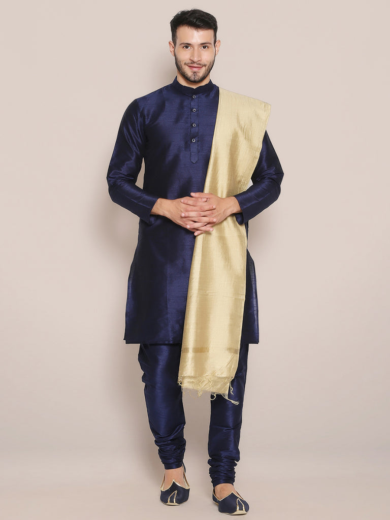 Men's Gold Blended Silk Dupatta freeshipping - Dupatta Bazaar