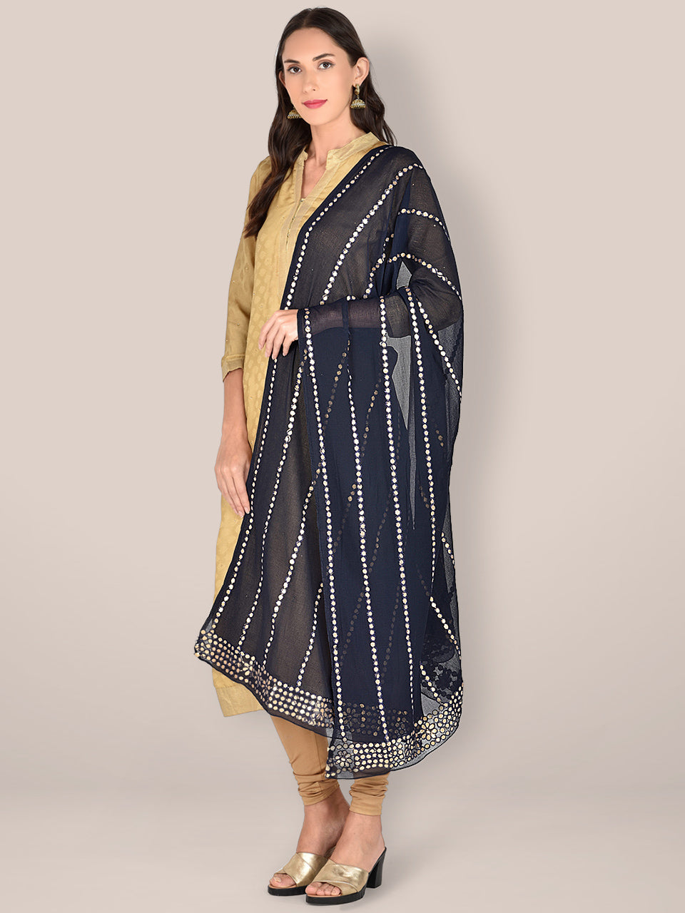 Navy Blue Gotta Patti Velvet Dupatta main image 1