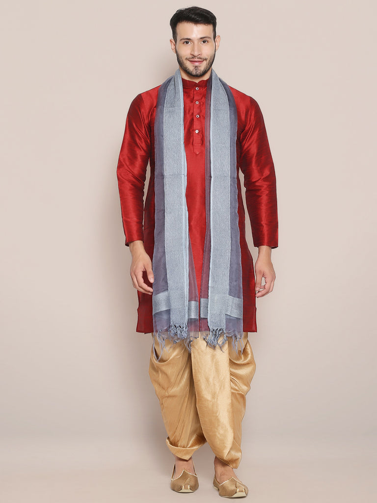 Men's Grey Organza Dupatta. freeshipping - Dupatta Bazaar