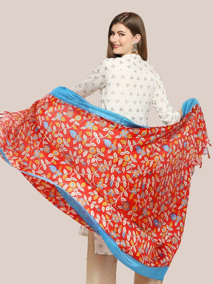 Red Printed Silk Dupatta main image 1