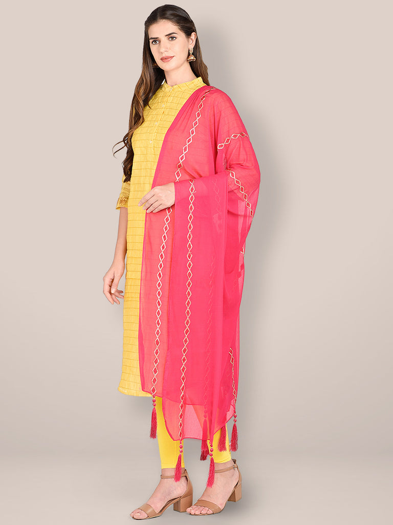 Embroidered Pink Chiffon Dupatta. freeshipping - Dupatta Bazaar