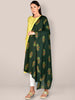 Printed Dark Green & Multicoloured Silk Dupatta freeshipping - Dupatta Bazaar