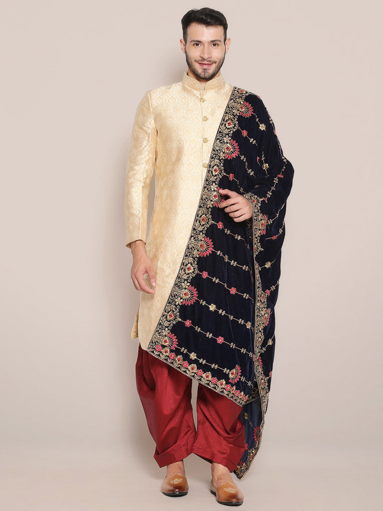 Red & Navy Blue Printed Dupatta main image 0