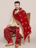 Men's Maroon Velvet Dupatta with Embroidered Gold Motifs. freeshipping - Dupatta Bazaar