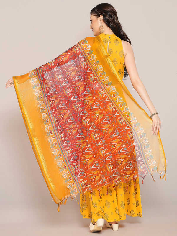 Black & White Printed Kota Doria Dupatta