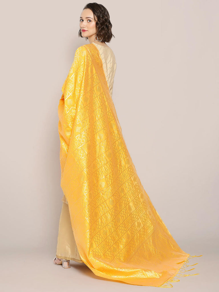 Yellow Banarasi Silk Dupatta
