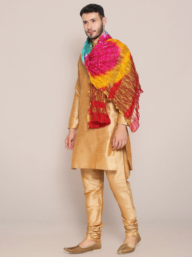 Men's Multicolour Bandhini Dupatta freeshipping - Dupatta Bazaar