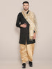 Men's Gold Blended Silk Dupatta with Silver Gold Border freeshipping - Dupatta Bazaar