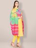 Pink & Multicoloured Blended Silk Dupatta freeshipping - Dupatta Bazaar