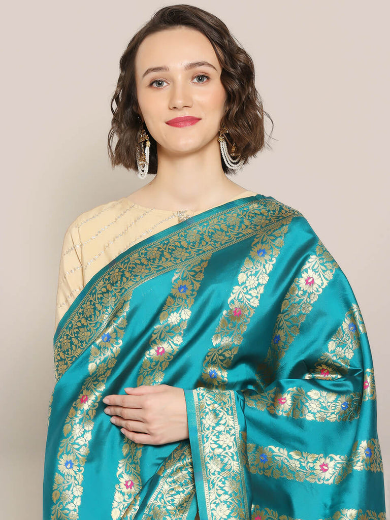 Green Banarasi Silk Dupatta