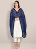 Navy Blue Embroidered  Chiffon Dupatta freeshipping - Dupatta Bazaar