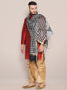 Men's Black & Silver Striped Dupatta. freeshipping - Dupatta Bazaar