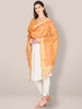 Embroidered Rust Blended Silk Dupatta. freeshipping - Dupatta Bazaar