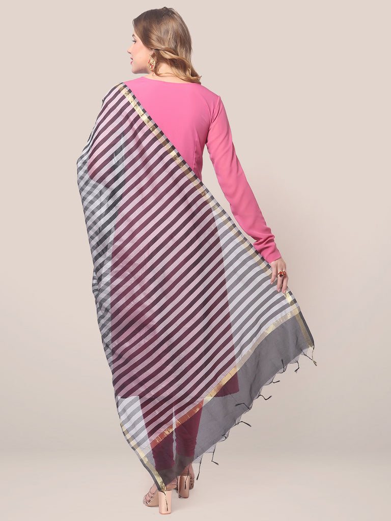 Black Embellished Silk Blend Dupatta