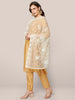 Cream Lucknowi Net Dupatta with Gold Embroidery freeshipping - Dupatta Bazaar