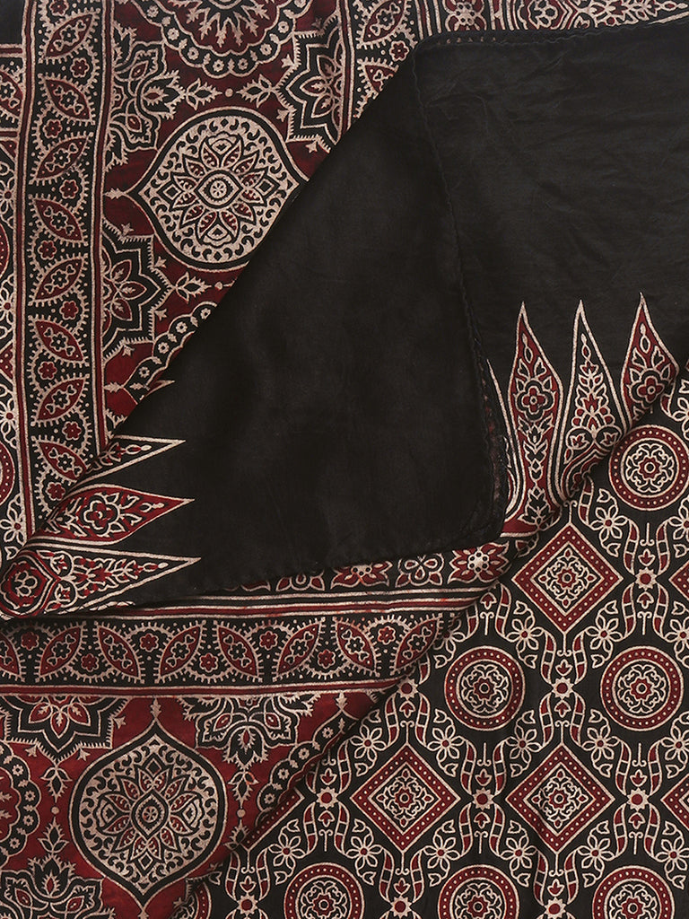 Block Printed Ajrakh Dupatta Stole main image 1