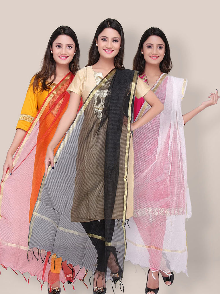 Combo of 3 Silk Dupattas freeshipping - Dupatta Bazaar