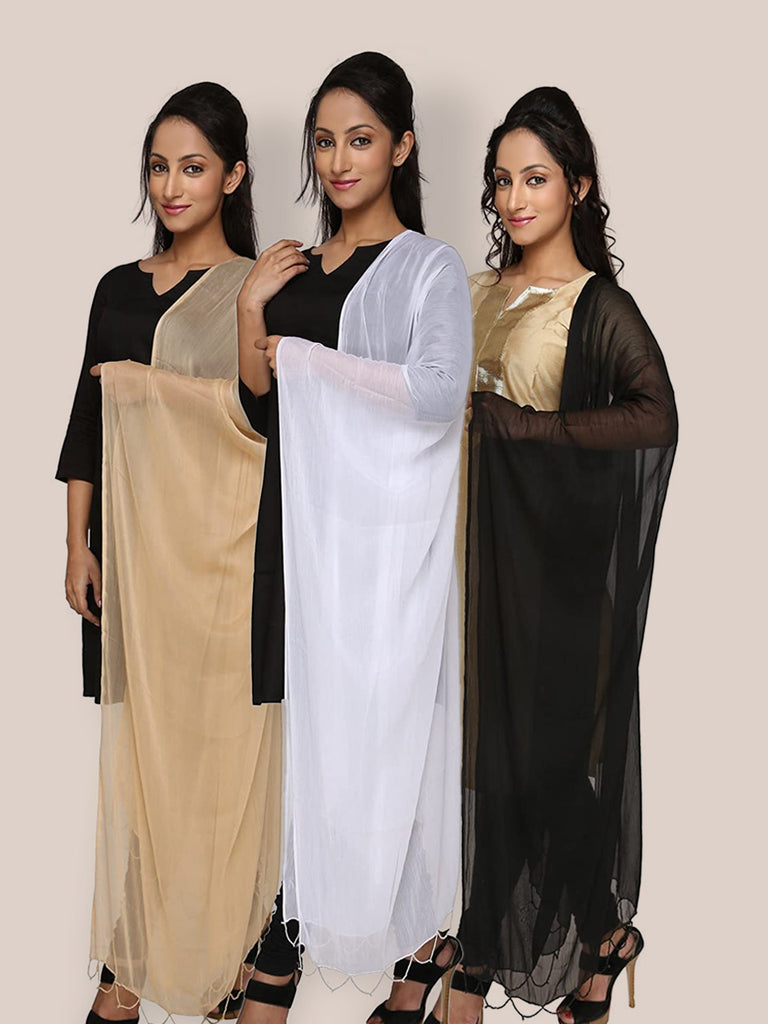 Dupatta combo pack of 3 Chiffon Dupattas freeshipping - Dupatta Bazaar