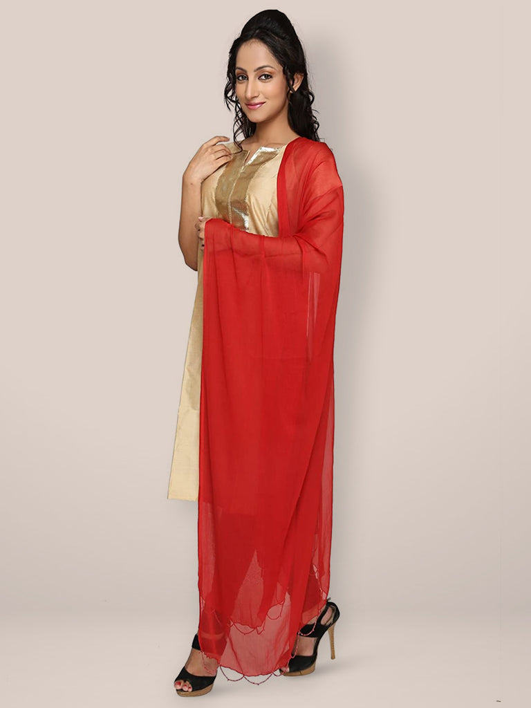 Red Chiffon Dupatta - Dupatta Bazaar
