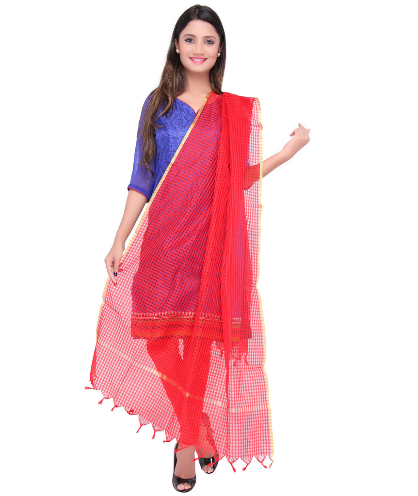 Sheer tissue silk fabric self checkered dupatta - Dupatta Bazaar