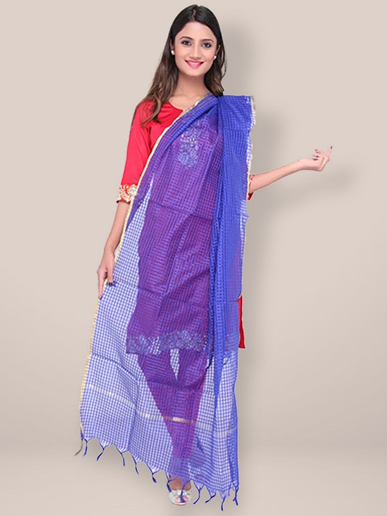 Sheer tissue silk fabric Self checkered dupatta. - Dupatta Bazaar