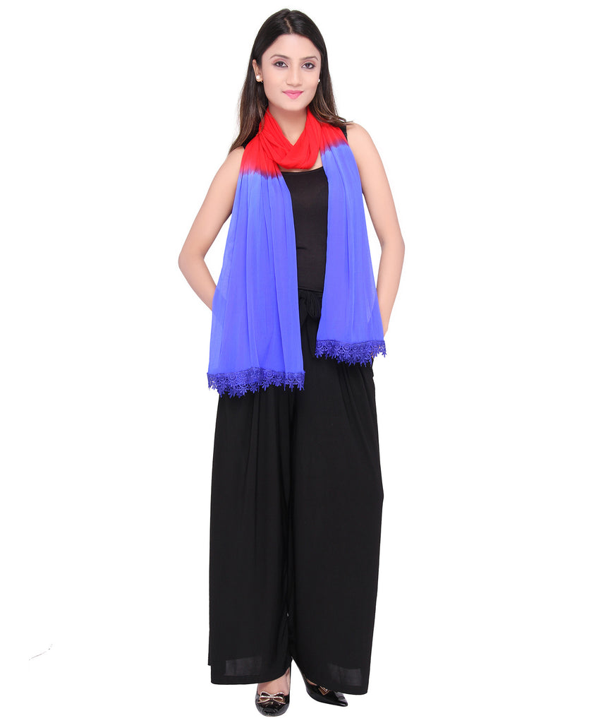 Double Shade Dupatta with lace - Dupatta Bazaar
