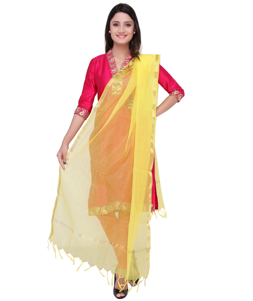 Yellow Silk Dupatta - Dupatta Bazaar