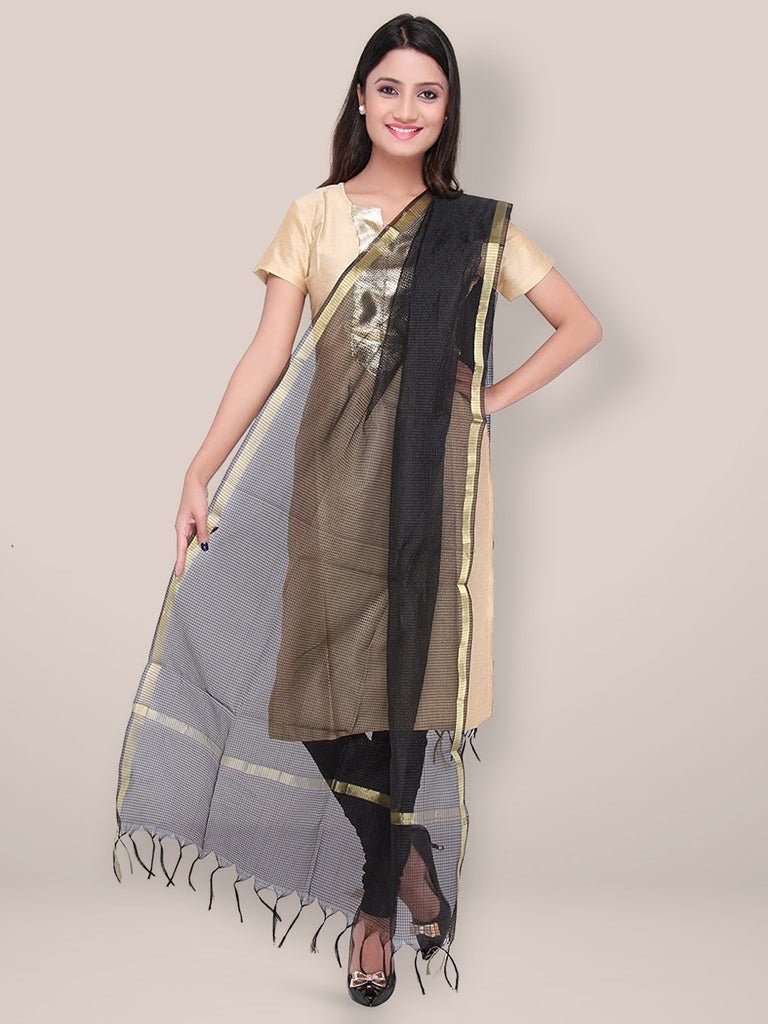 Black Silk Dupatta - Dupatta Bazaar