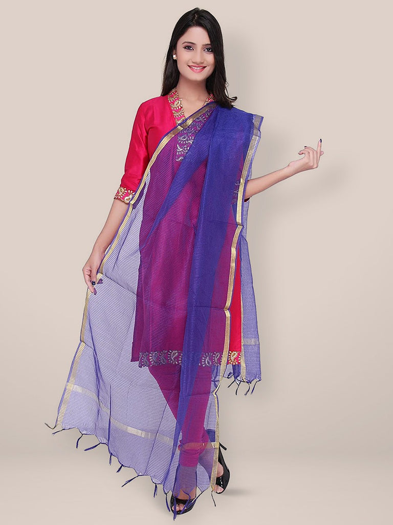 Royal Blue Blended Silk dupatta freeshipping - Dupatta Bazaar