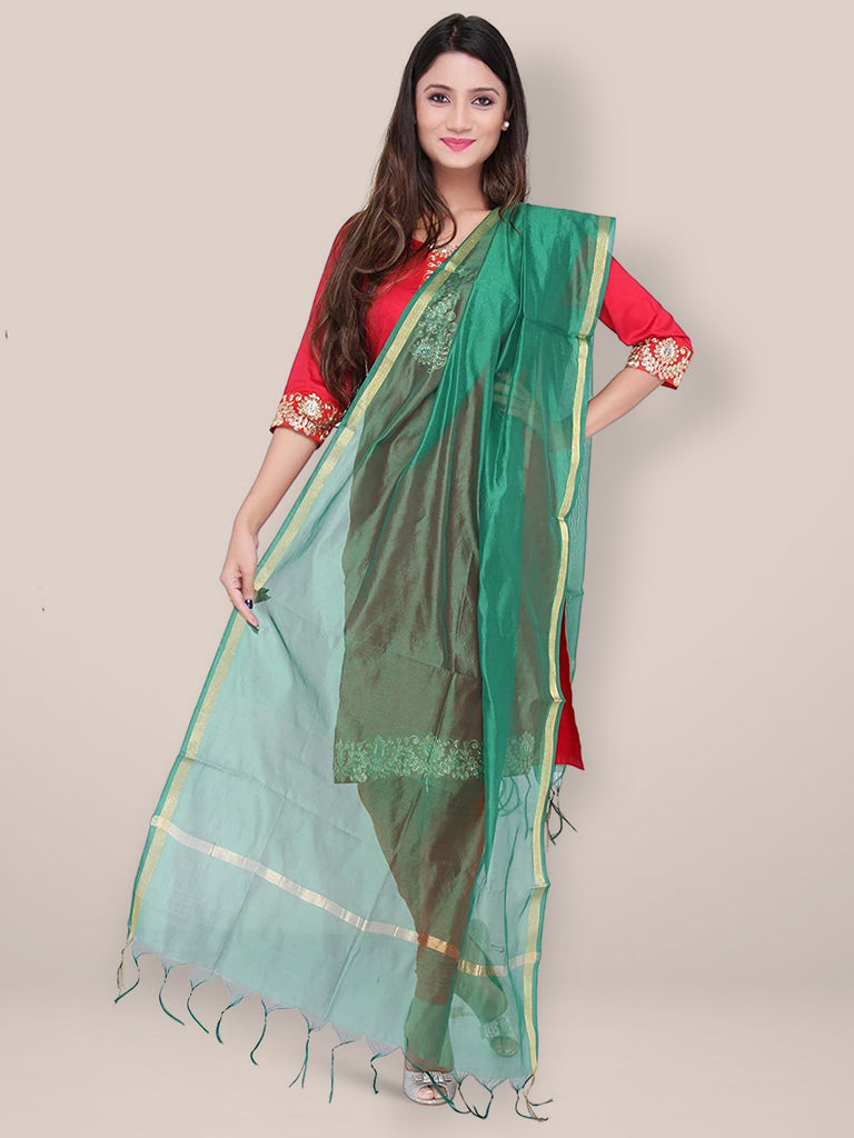 Green Silk dupatta freeshipping - Dupatta Bazaar