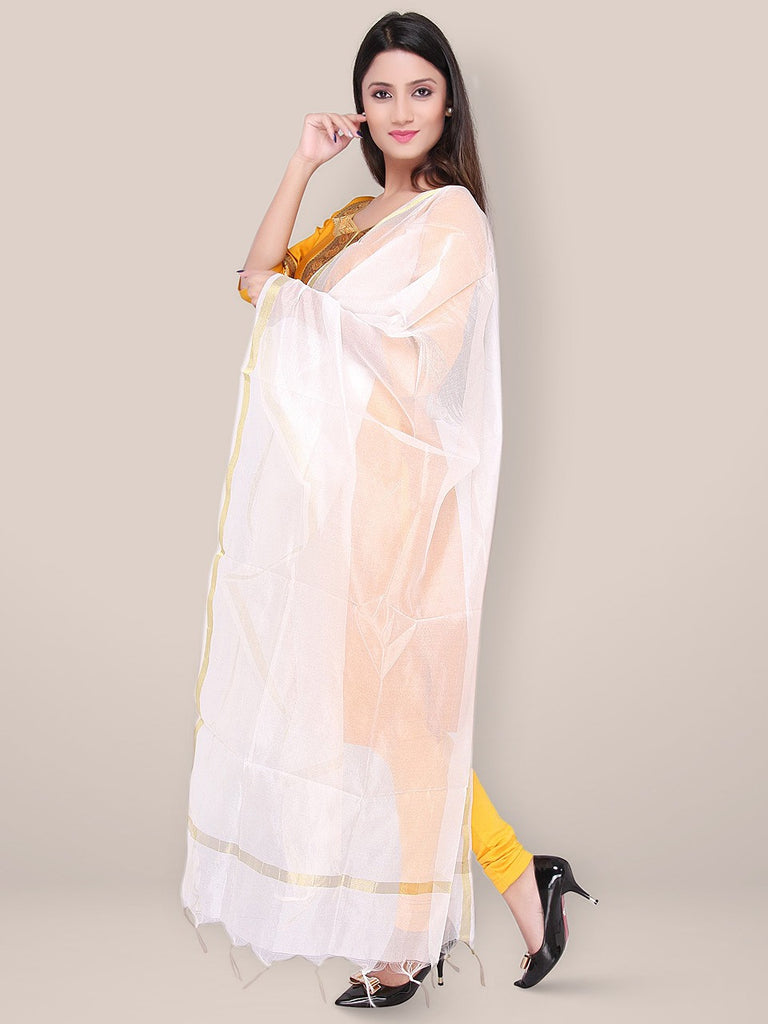 White Silk  Dupatta freeshipping - Dupatta Bazaar