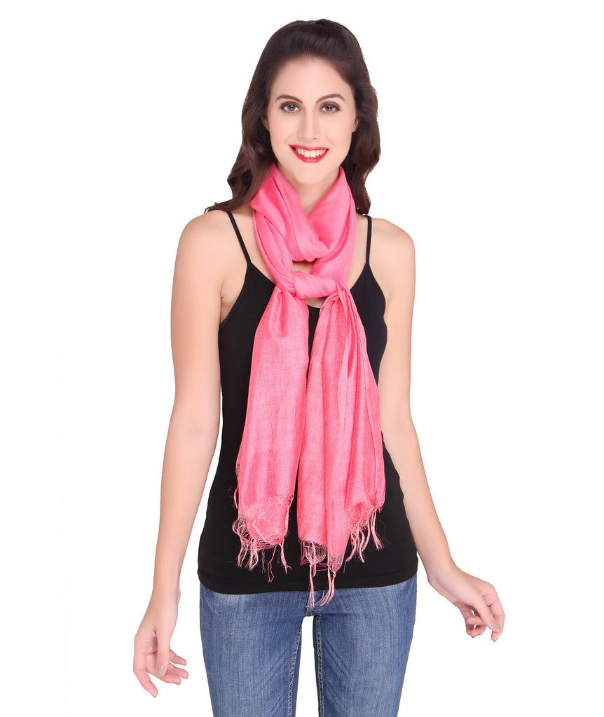 Baby Pink Solid Stole - Dupatta Bazaar