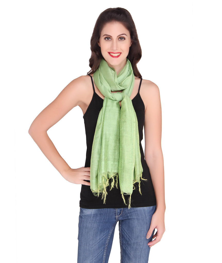 Light Green Solid Stole - Dupatta Bazaar