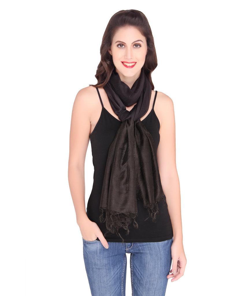 Black Blended Silk Dupattta - Dupatta Bazaar