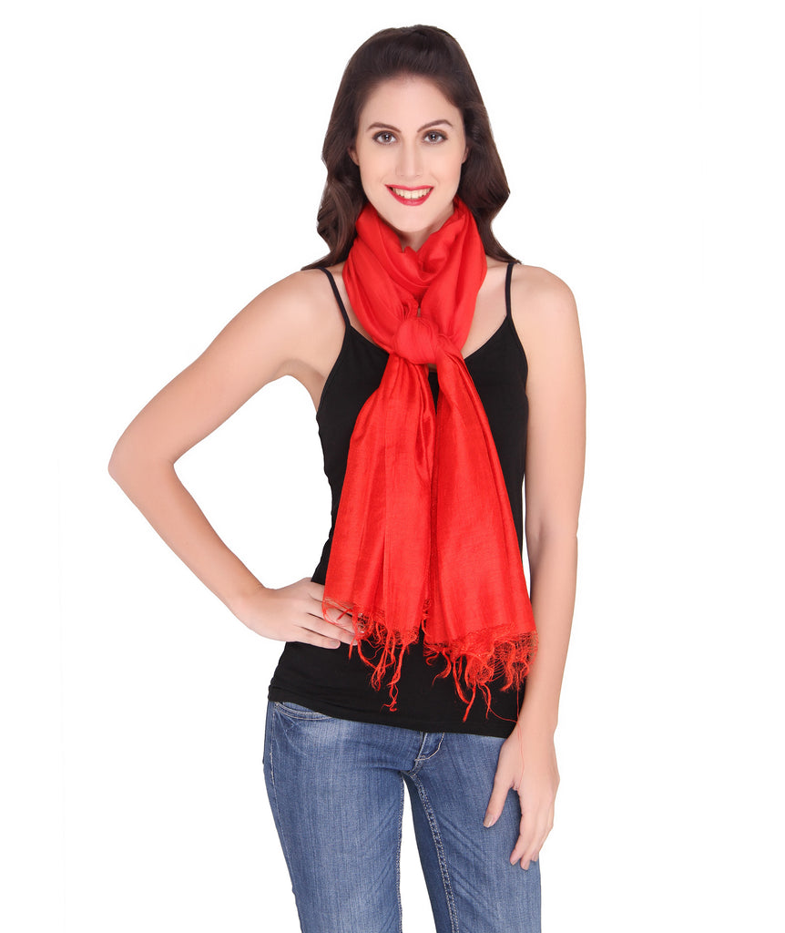 Red Blended Silk Dupatta - Dupatta Bazaar