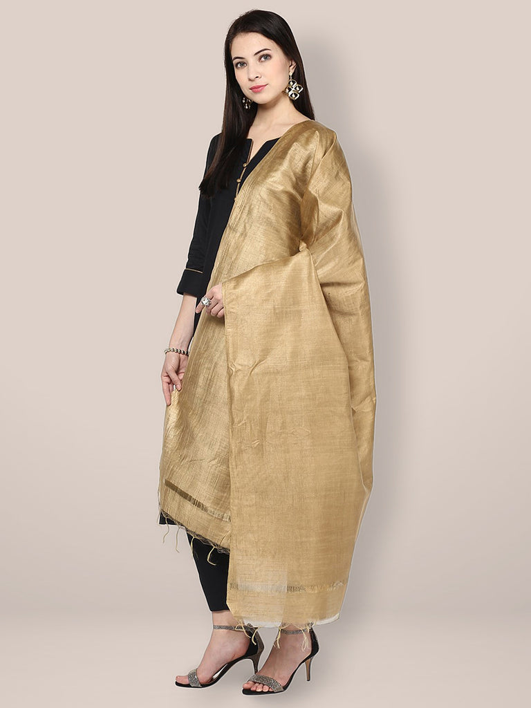 Gold Cotton Silk Dupatta freeshipping - Dupatta Bazaar