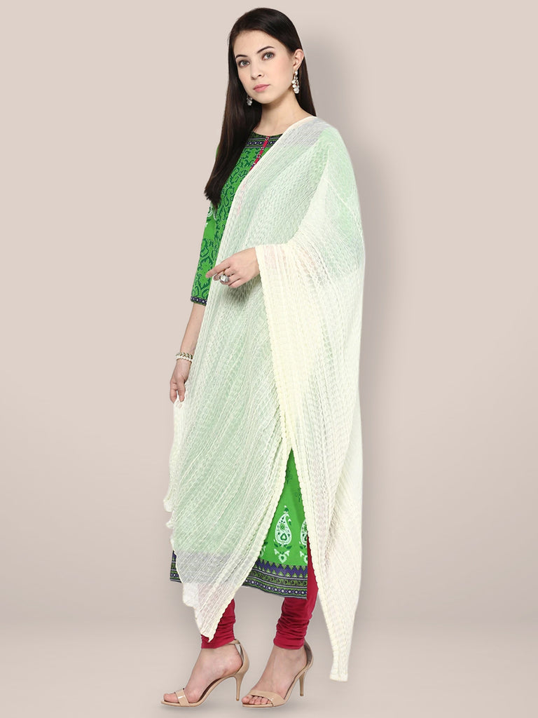 Off White Crinkled Chiffon Dupatta freeshipping - Dupatta Bazaar